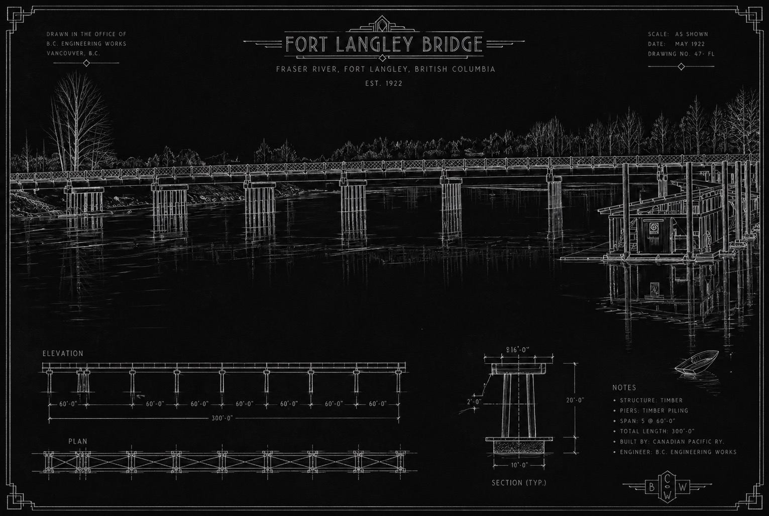 Fort Langley Bridge Blueprint